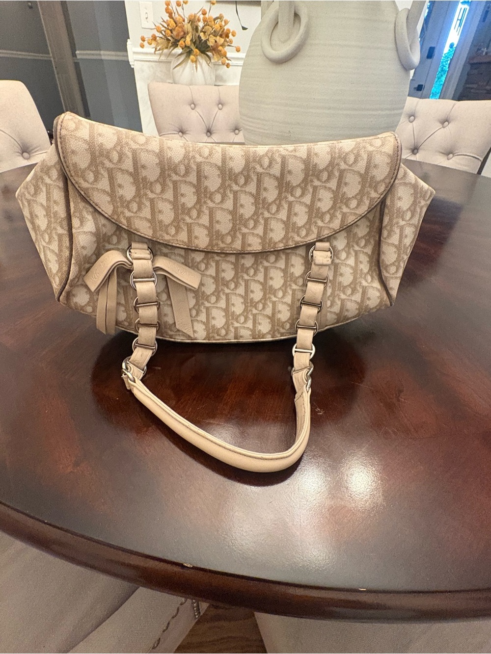 Dior Beige Monogram Saddle Shoulder Bag